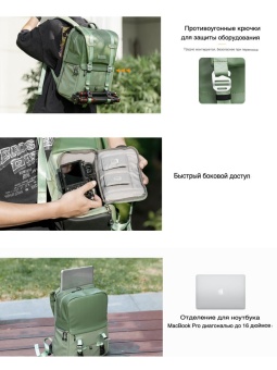 Фотосумка, рюкзак для фототехники 20 л светло-зелёный K&F Concept KF13.087AV9 (8)