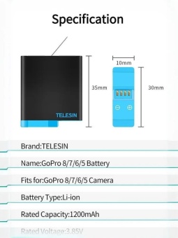 Аккумулятор Telesin GP-BTR-801-B (3)
