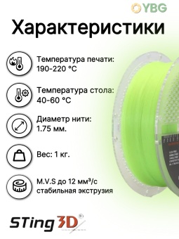 Sting3D PLA Luminous светящийся яркий зеленый 0202047 (9)