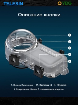 Водонепроницаемый чехол для Insta360 X4 TELESIN - S4-WTP-08-TIS (10)
