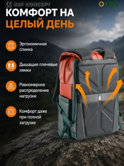 Фотосумка, рюкзак для фототехники 20 л красно-зелёный K&F Concept KF13.087AV8 (16)