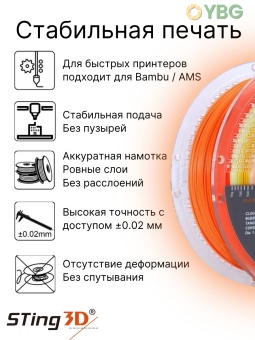 Sting3D FlexPLA-505B радужный желто оранжево белый (3)
