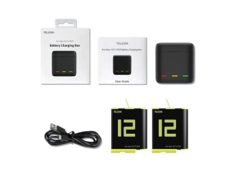 Зарядное устройство Telesin для 3х АКБ + 2 АКБ в комплекте - GP-BNC-901-B (2)