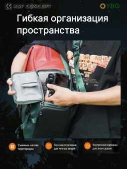 Фотосумка, рюкзак для фототехники 20 л красно-зелёный K&F Concept KF13.087AV8 (17)