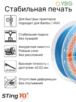 Sting3D FlexPLA-505B синий+оранжевый+белый -1(4)