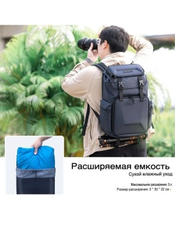 Фоторюкзак, сумка для фотоаппарата 25 л синяя K&F Concept KF13.098V3 (5)