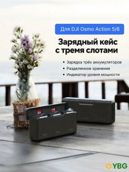 Чехол для зарядки Telesin с тремя слотами для карт памяти DJI Action 5Telesin S0-BCG-34-TDJ (12)