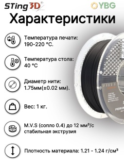 Sting3D PLA Pro черный 0202034 (8)