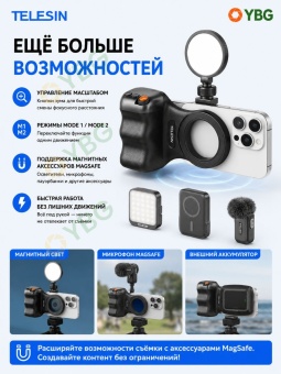 Магнитная рукоятка для камеры TELESIN черная - P5-MP-001BK (4)