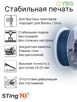 PLA пластик Sting3D для 3d принтера, перелив черно-синий - STFCPLA03 (4)