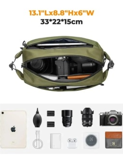 Cумка для фотоаппарата через плечо K&F Concept Alpha Sling 10л зелёная (KF13.157V2) (4)