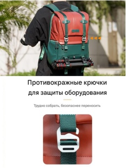Фотосумка, рюкзак для фототехники 20 л красно-зелёный K&F Concept KF13.087AV8 (10)