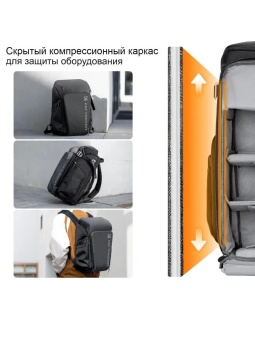 Фоторюкзак, вместительная сумка для фотоаппарата 25л серая K&F Concept KF13.128V3 (7)