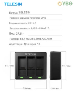 Заряд. устройство TELESIN S0-BCG-12-TGP (4)