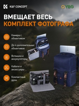 Фотосумка, рюкзак для фототехники 20 л темно-синий K&F Concept KF13.087 (1)
