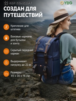 Фотосумка, рюкзак для фототехники 20 л темно-синий K&F Concept KF13.087 (5)