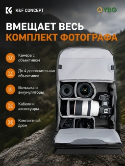 Фотосумка, рюкзак для фототехники 20 л черный K&F Concept KF13.087AV6 (2)