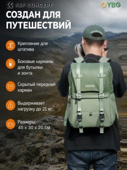 Фотосумка, рюкзак для фототехники 20 л зелёный K&F Concept KF13.087AV9 (5)