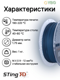 PLA пластик Sting3D для 3d принтера, перелив черно-синий - STFCPLA03 (1)