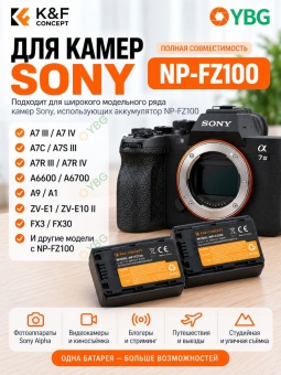 2 аккумулятора NP-FZ100 + зарядное устройство для камеры Sony -  KF28.0016 (2)