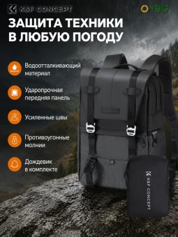 Фотосумка, рюкзак для фототехники 20 л черно-серый K&F Concept KF13.087AV5 (2)