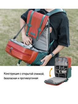 Фотосумка, рюкзак для фототехники 20 л красно-зелёный K&F Concept KF13.087AV8 (4)