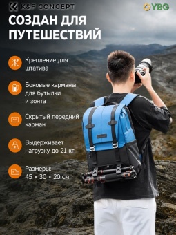Фотосумка, рюкзак для фототехники 20 л синий K&F Concept KF13.087AV7 (7)